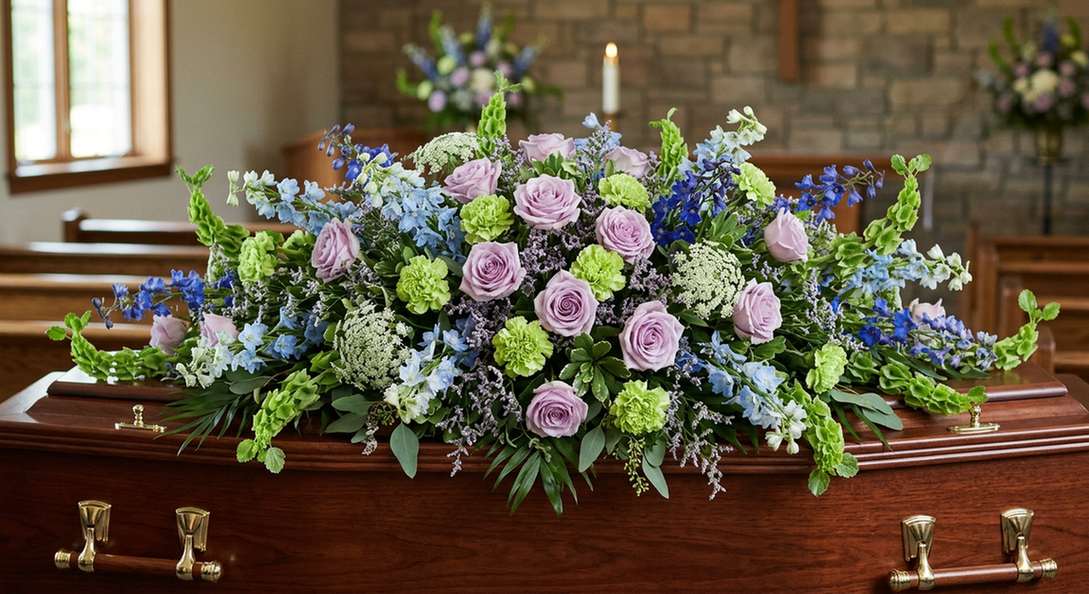 Lavender, Blue, & Green Casket