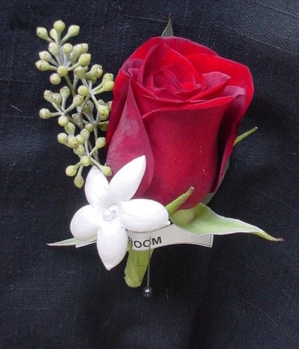 Red & White Boutonniere